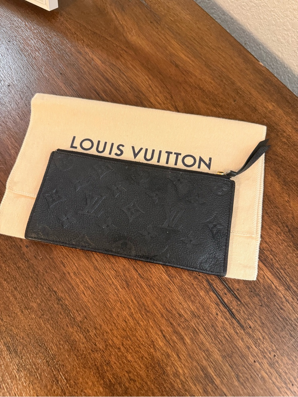 Louis Vuitton Black Embossed Monogram Zip Card Holder - Picture 2 of 5